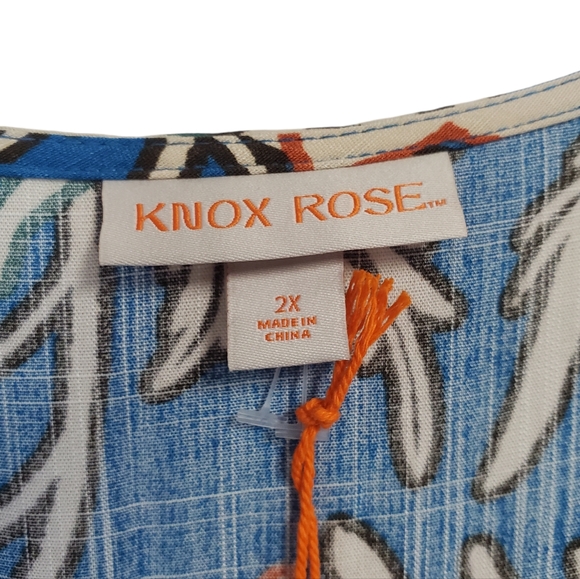 NWT Knox Rose Women's Wrap Front Dress Blue/Floral Size 2X - Picture 2 of 16